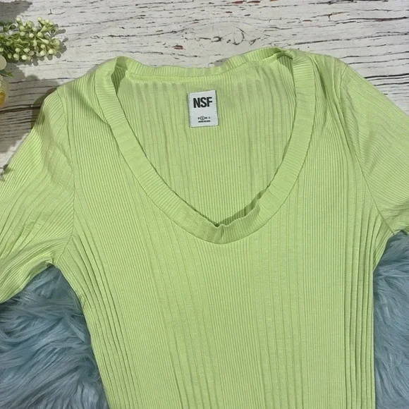 NSF Meadow Rib Dress Midi Dress in Limon - Picture 7 of 9